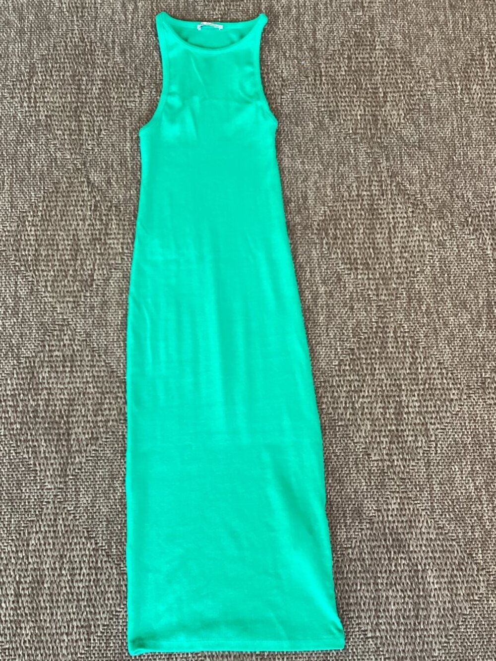 Zara Green Ribbed Sleeveless Bodycon Midi Dress - Small